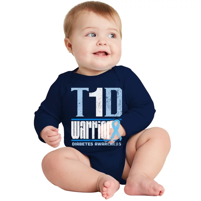 Diabetes Awareness Month T1d Diabetes Warrior Cute Gift Baby Long Sleeve Bodysuit