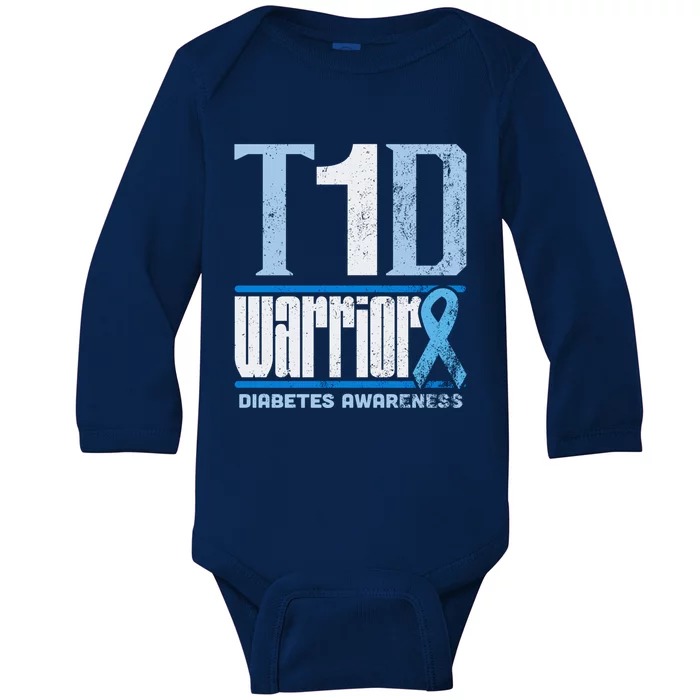 Diabetes Awareness Month T1d Diabetes Warrior Cute Gift Baby Long Sleeve Bodysuit