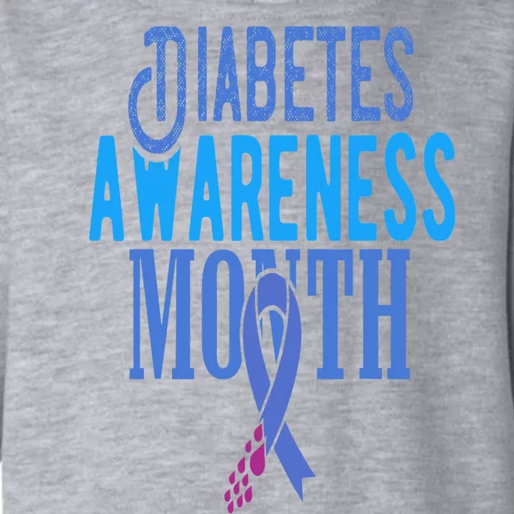 Diabetes Awareness Month Blue Love Ribbon Support T1D T2D Toddler Hoodie