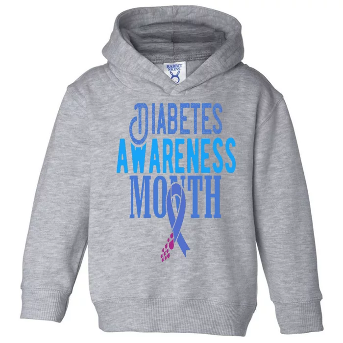 Diabetes Awareness Month Blue Love Ribbon Support T1D T2D Toddler Hoodie