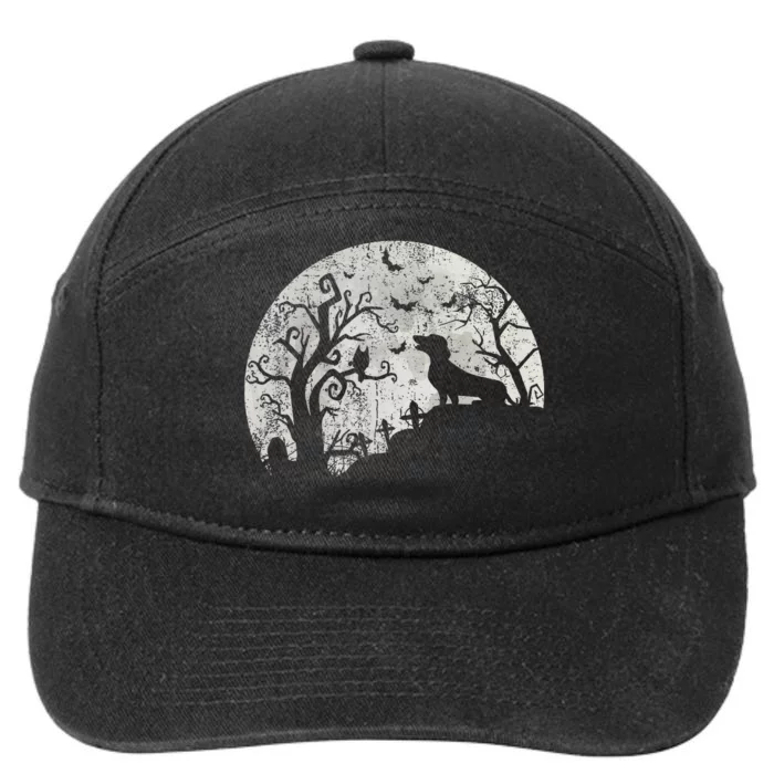 Dachshund And Moon Halloween Dachshund Lovers Pet Owner 7-Panel Snapback Hat