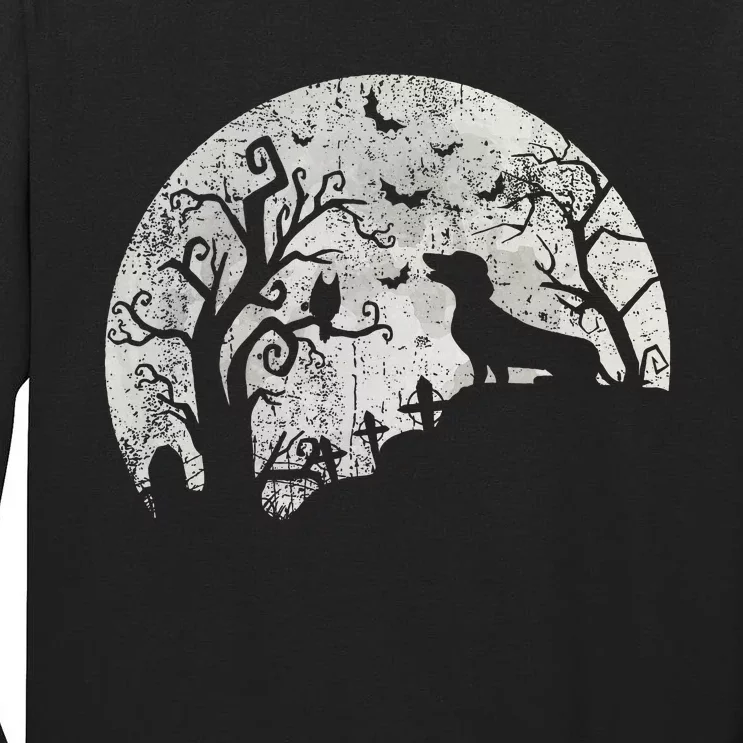 Dachshund And Moon Halloween Dachshund Lovers Pet Owner Tall Long Sleeve T-Shirt