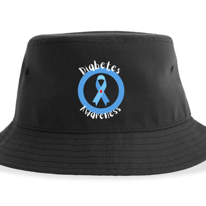 Diabetes Awareness Month Blue Ribbon Type 1 Type 2 Diabetic Sustainable Bucket Hat