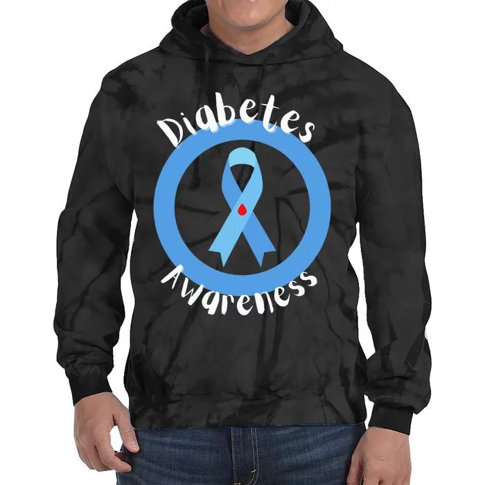 Diabetes Awareness Month Blue Ribbon Type 1 Type 2 Diabetic Tie Dye Hoodie