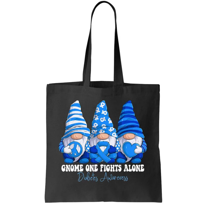 Diabetes Awareness Month Blue Ribbon Gnomies Support Tote Bag