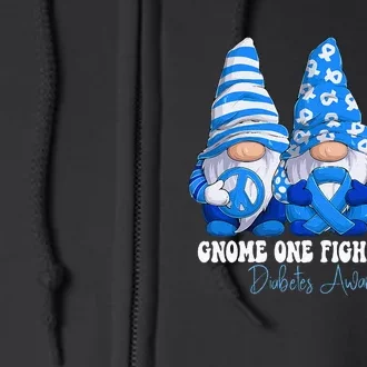 Diabetes Awareness Month Blue Ribbon Gnomies Support Full Zip Hoodie