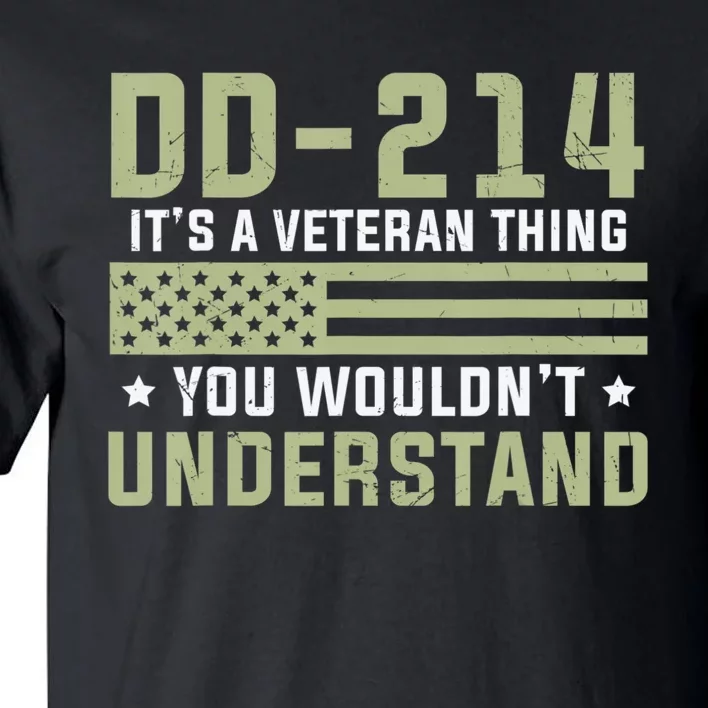 DD-214 Alumni Military Veteran Vintage American Fla Tall T-Shirt