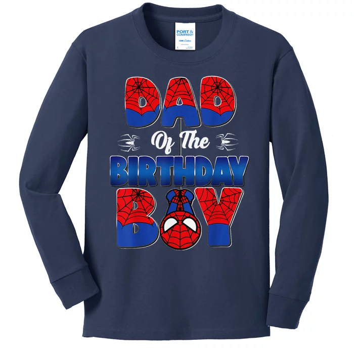 Dad And Mom Birthday Boy Spider Family Matching Kids Long Sleeve Shirt