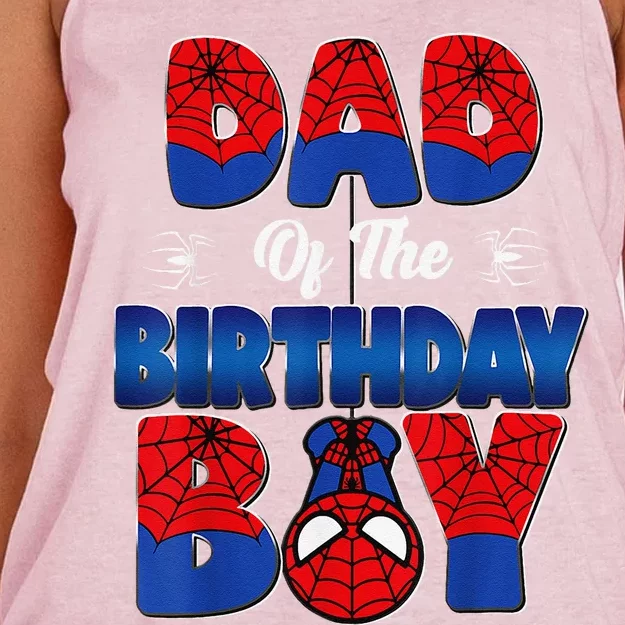 Dad And Mom Birthday Boy Spider Family Matching Women's Knotted Racerback Tank