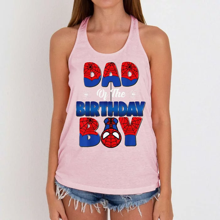 Dad And Mom Birthday Boy Spider Family Matching Women's Knotted Racerback Tank