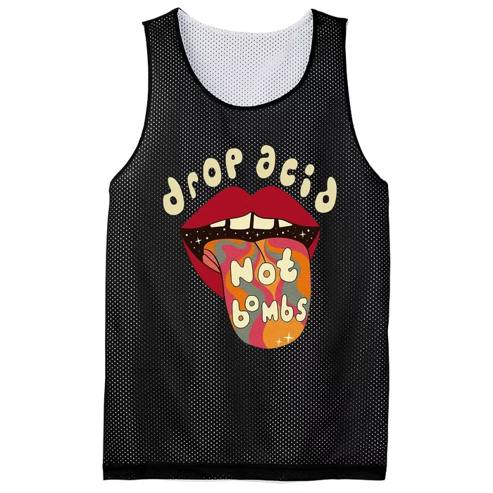 Drop acid not bombs Acid Trippy Tongue LSD Vintage Style Mesh Reversible Basketball Jersey Tank