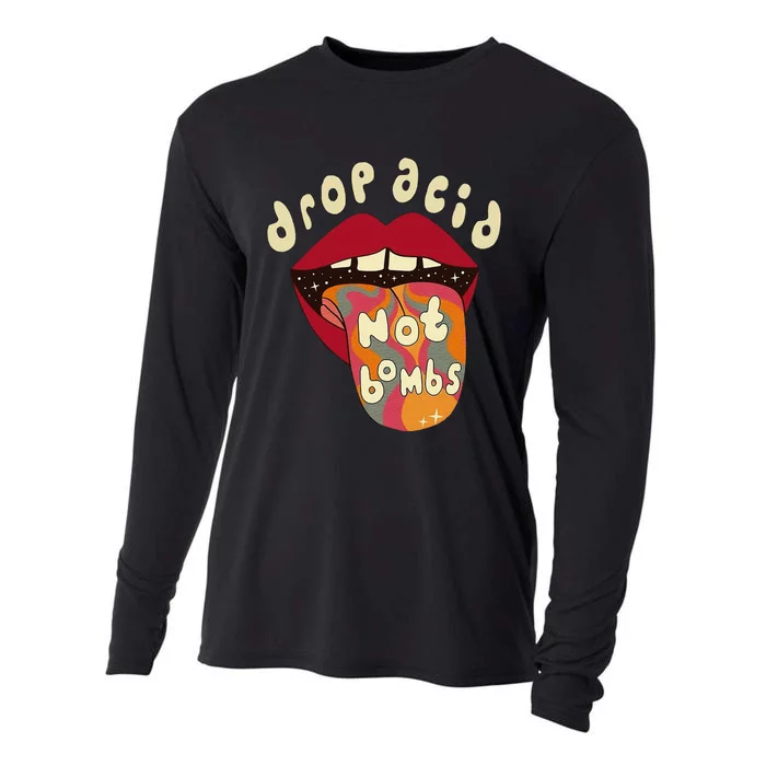 Drop acid not bombs Acid Trippy Tongue LSD Vintage Style Cooling Performance Long Sleeve Crew