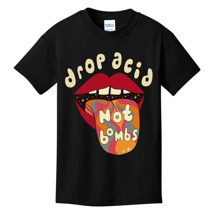 Drop acid not bombs Acid Trippy Tongue LSD Vintage Style Kids T-Shirt