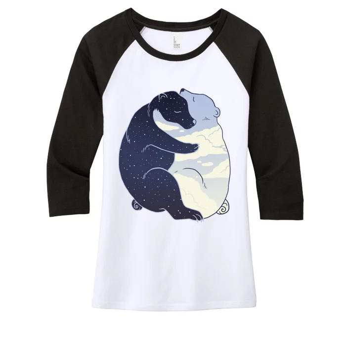 Day And Night Women's Tri-Blend 3/4-Sleeve Raglan Shirt