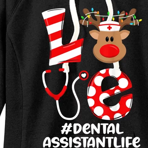 Dental Assistant Nurse Christmas Cute Scrub Top Love Gift Women's Fleece Hoodie