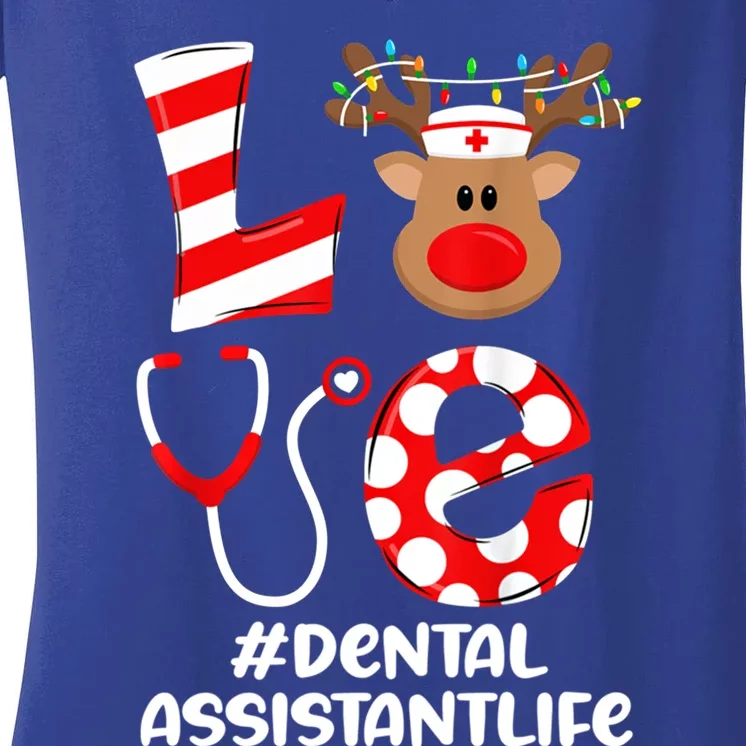 Dental Assistant Nurse Christmas Cute Scrub Top Love Gift Women's V-Neck T-Shirt