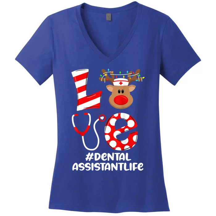 Dental Assistant Nurse Christmas Cute Scrub Top Love Gift Women's V-Neck T-Shirt