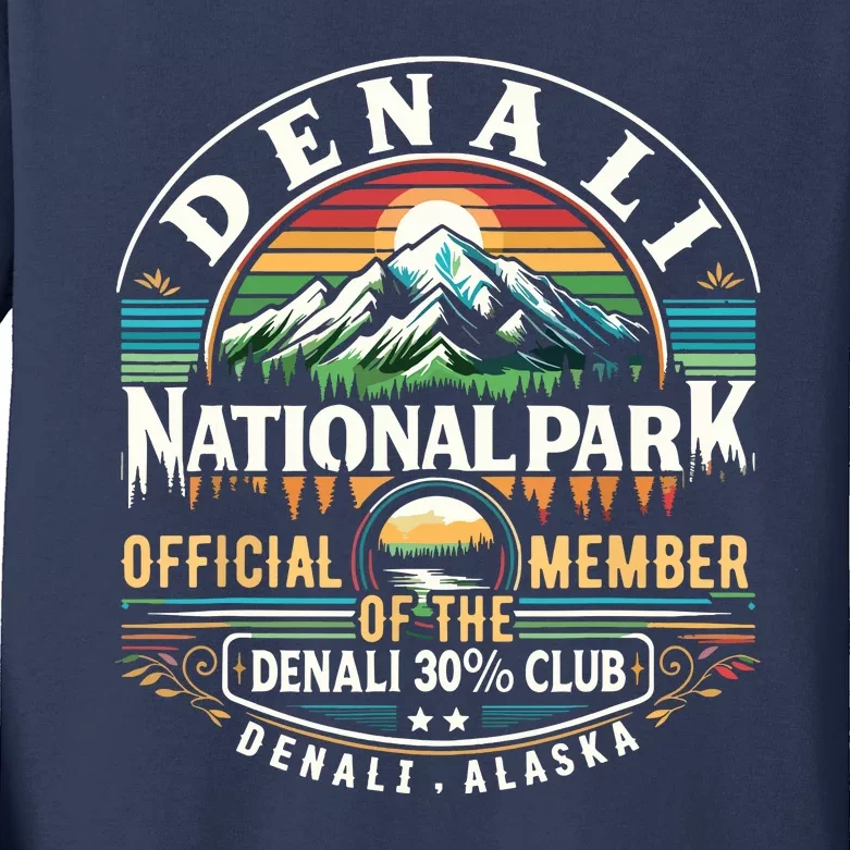 Denali Alaska National Park Official Member Of The Denali 30 Percent Club Kids Long Sleeve Shirt