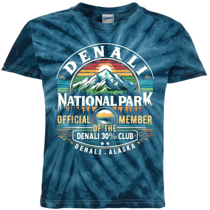 Denali Alaska National Park Official Member Of The Denali 30 Percent Club Kids Tie-Dye T-Shirt