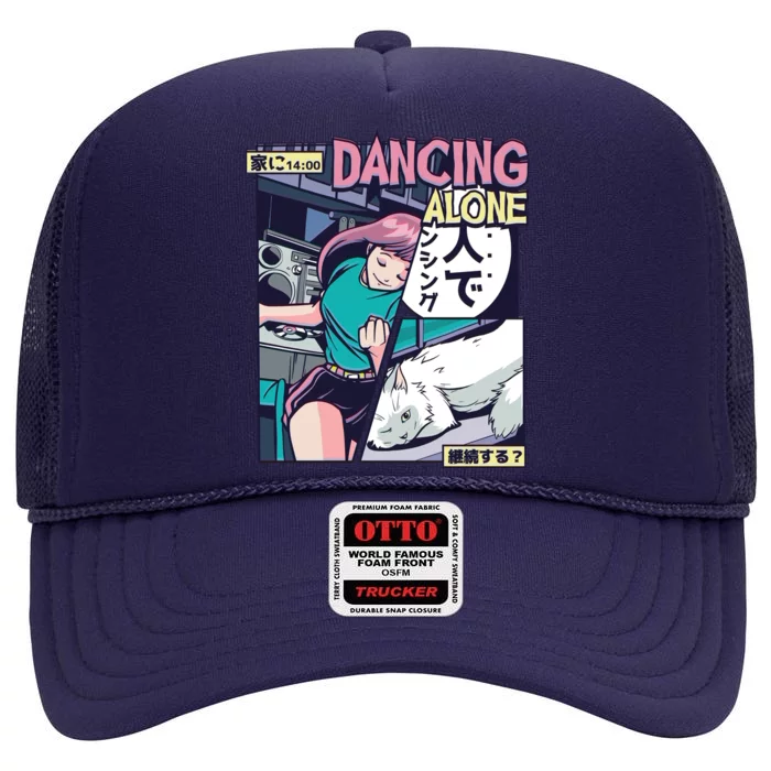 Dancing Alone Anime High Crown Mesh Trucker Hat