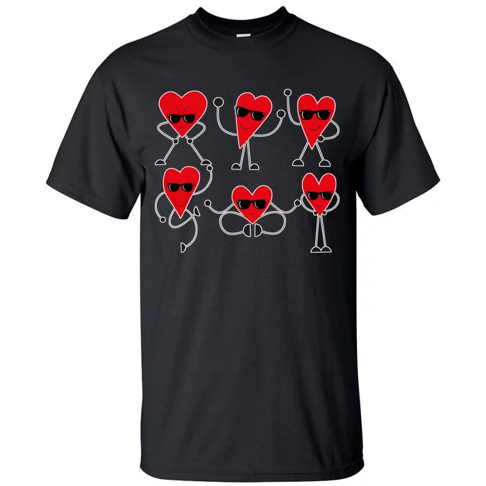 Dancing Hearts Dance Challenge Valentines Day Tall T-Shirt