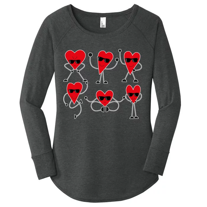 Dancing Hearts Dance Challenge Valentines Day Women's Perfect Tri Tunic Long Sleeve Shirt