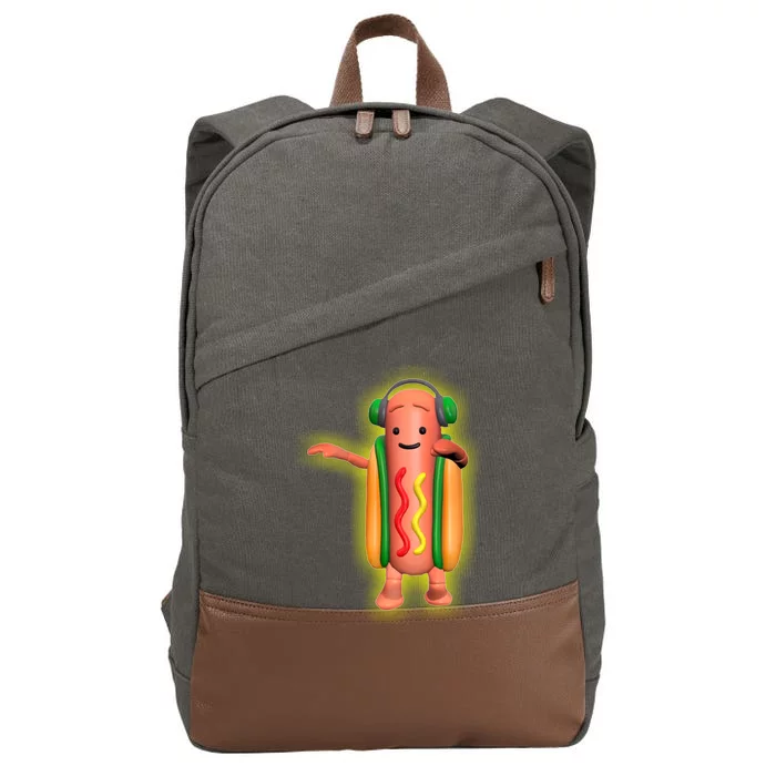 Dancing Hot Dog Funny Filter Meme Cotton Canvas Backpack