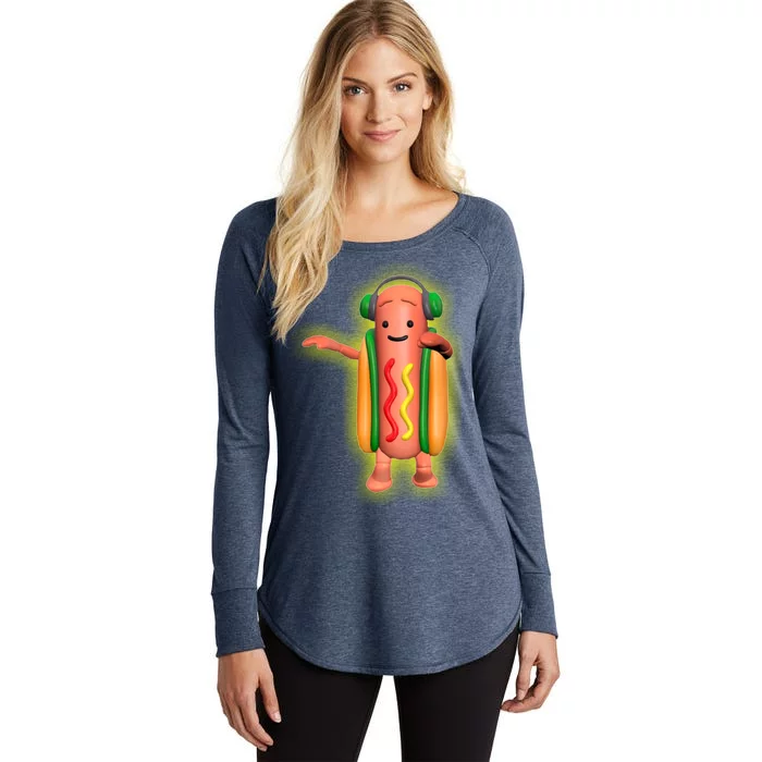 Dancing Hot Dog Funny Filter Meme Women's Perfect Tri Tunic Long Sleeve Shirt