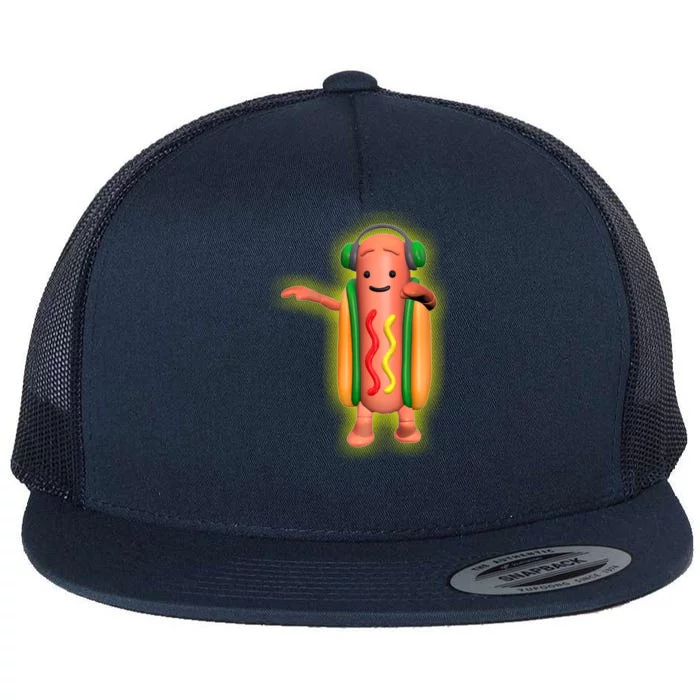 Dancing Hot Dog Funny Filter Meme Flat Bill Trucker Hat