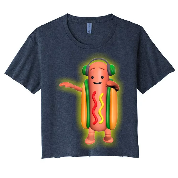 Dancing Hot Dog Funny Filter Meme Women's Crop Top Tee