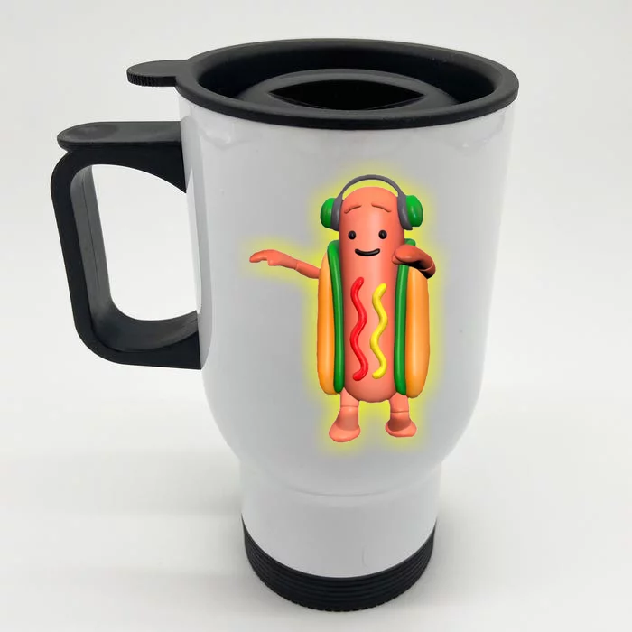 Dancing Hot Dog Funny Filter Meme Front & Back Stainless Steel Travel Mug