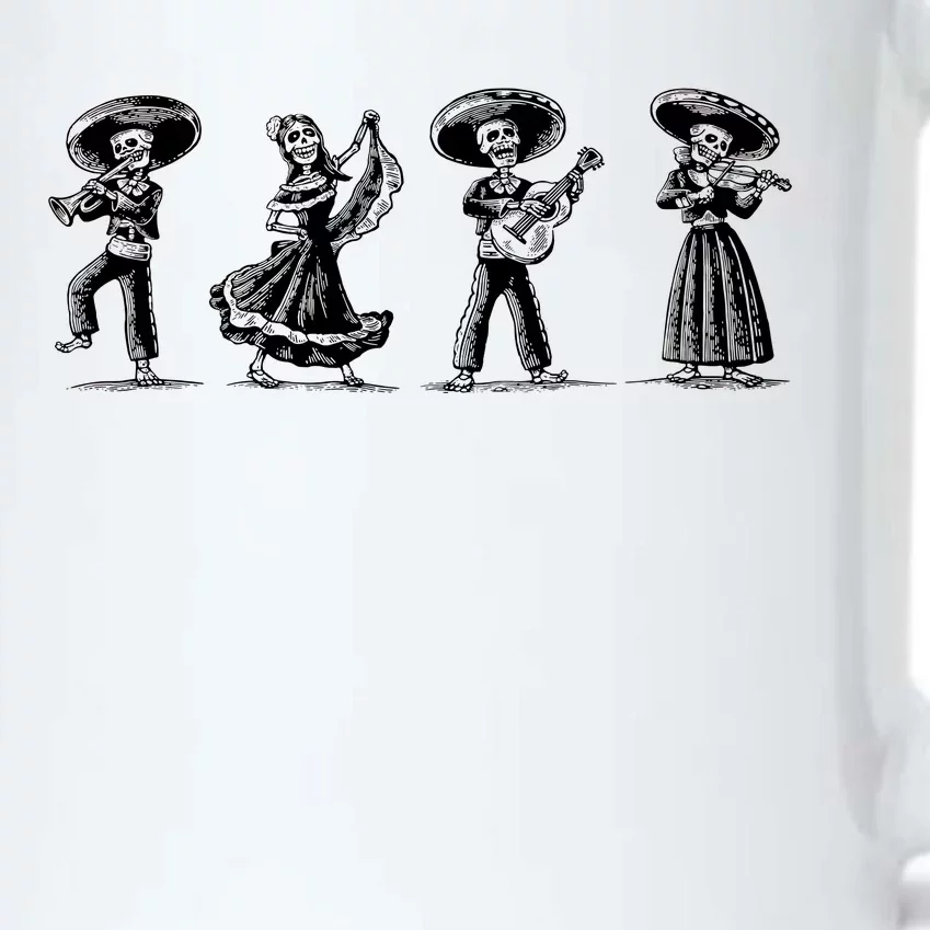 Dancing Mexican Skeletons Playing Music Black Color Changing Mug