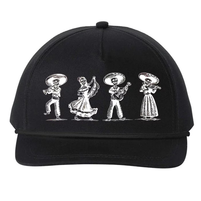 Dancing Mexican Skeletons Playing Music Snapback Five-Panel Rope Hat