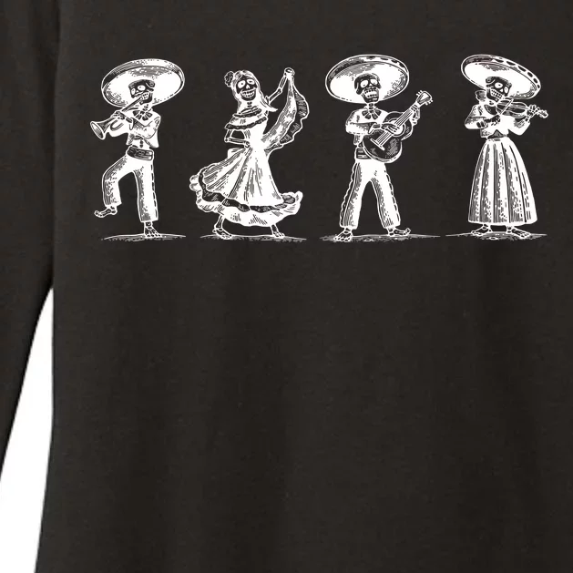 Dancing Mexican Skeletons Playing Music Womens CVC Long Sleeve Shirt