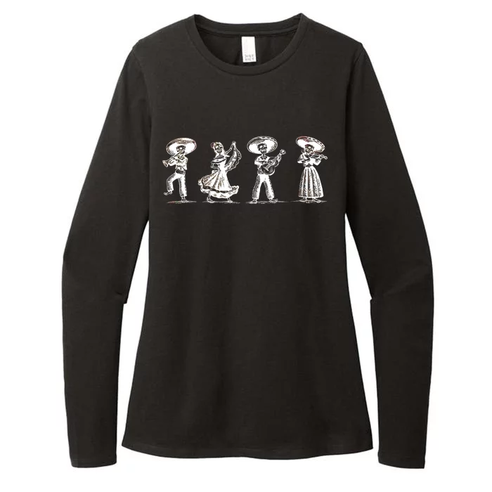 Dancing Mexican Skeletons Playing Music Womens CVC Long Sleeve Shirt