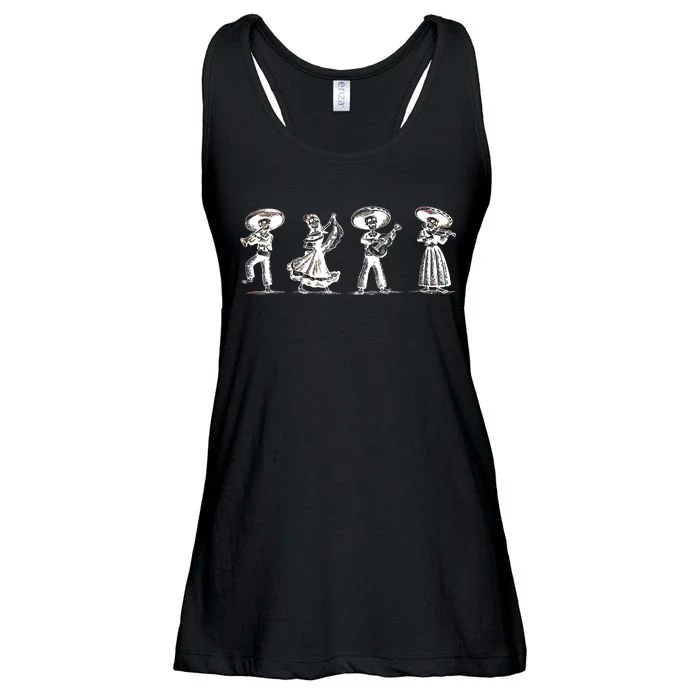 Dancing Mexican Skeletons Playing Music Ladies Essential Flowy Tank