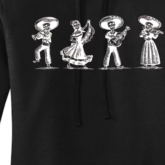 Dancing Mexican Skeletons Playing Music Women's Pullover Hoodie