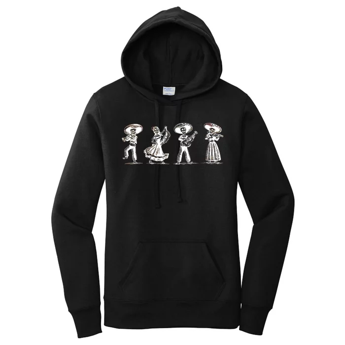 Dancing Mexican Skeletons Playing Music Women's Pullover Hoodie