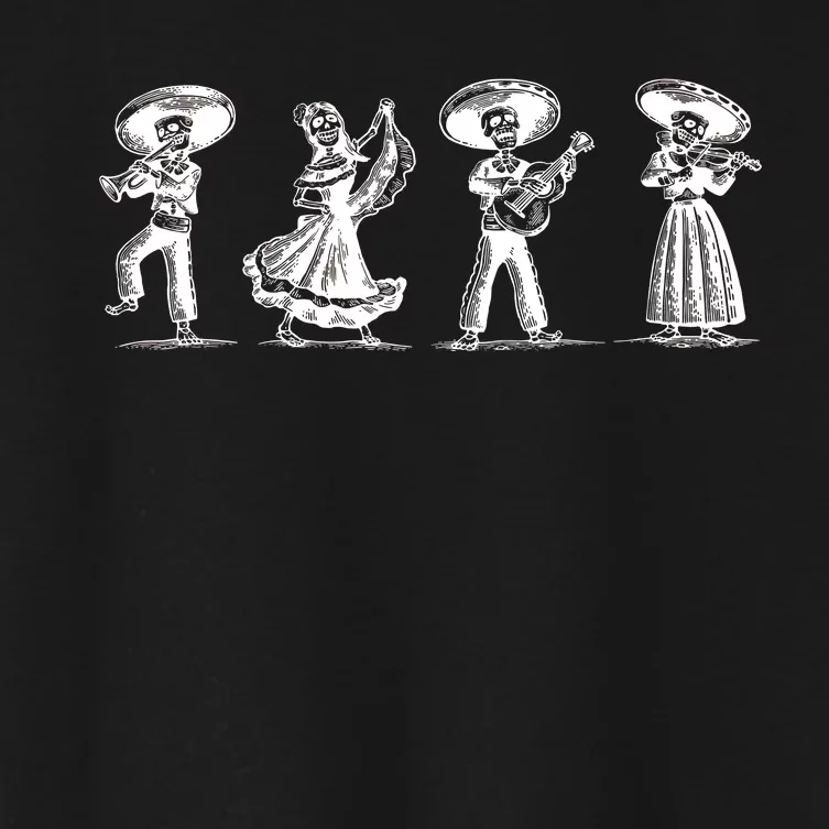 Dancing Mexican Skeletons Playing Music Women's Crop Top Tee