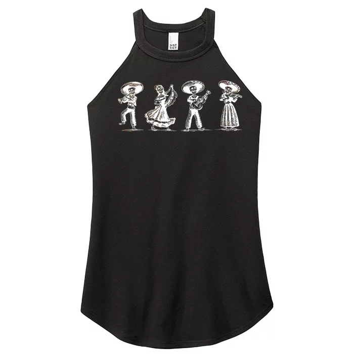 Dancing Mexican Skeletons Playing Music Women’s Perfect Tri Rocker Tank