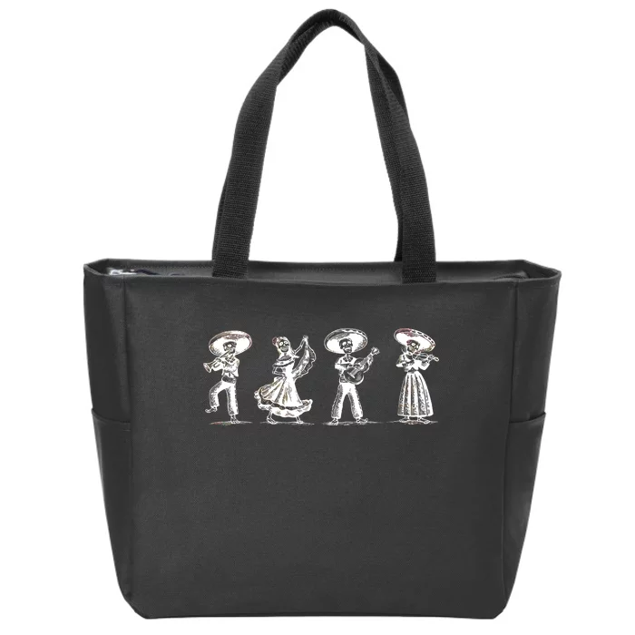 Dancing Mexican Skeletons Playing Music Zip Tote Bag