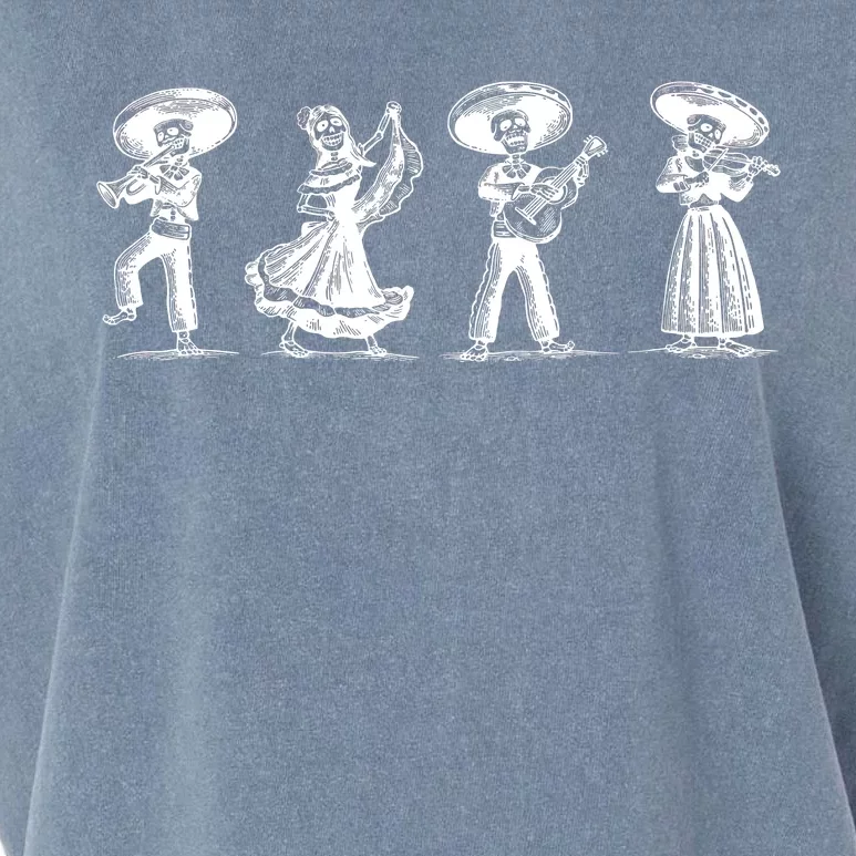 Dancing Mexican Skeletons Playing Music Garment-Dyed Women's Muscle Tee