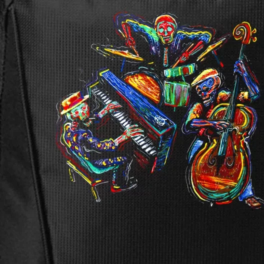 Dancing Skeleton Music Band City Backpack