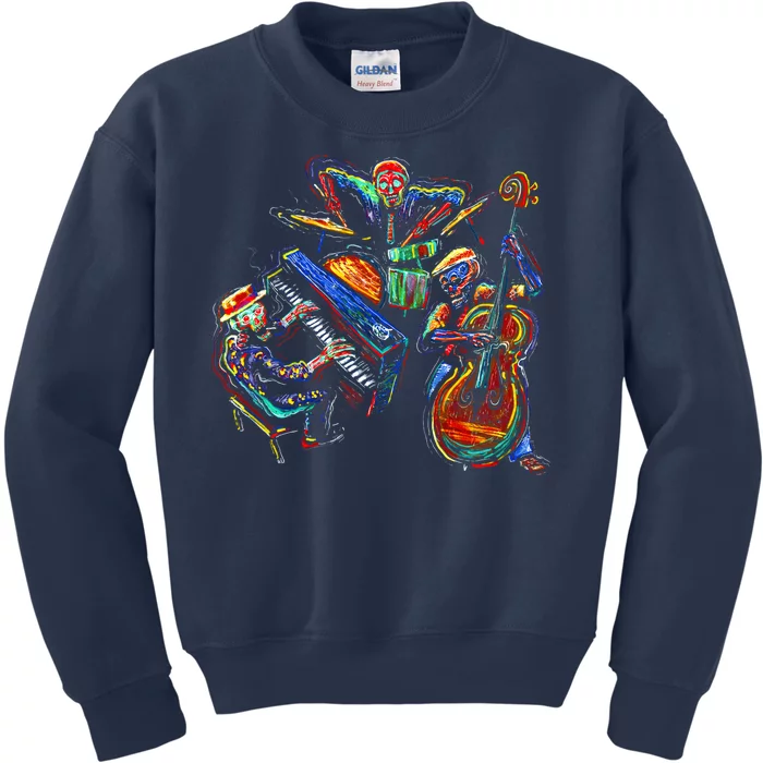 Dancing Skeleton Music Band Kids Sweatshirt