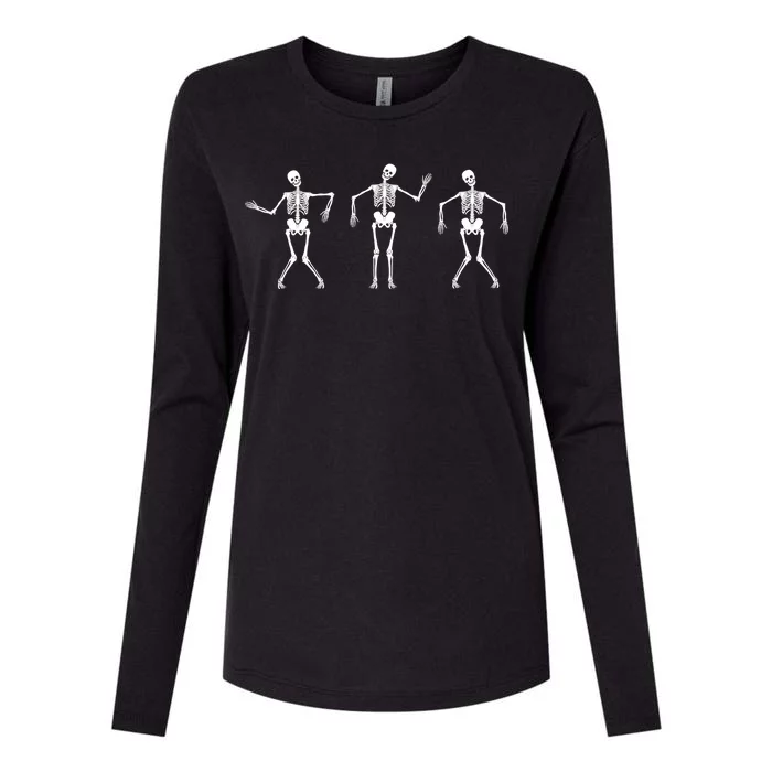 Dancing Skeletons Cute Halloween Womens Cotton Relaxed Long Sleeve T-Shirt