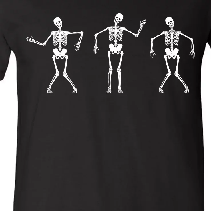 Dancing Skeletons Cute Halloween V-Neck T-Shirt