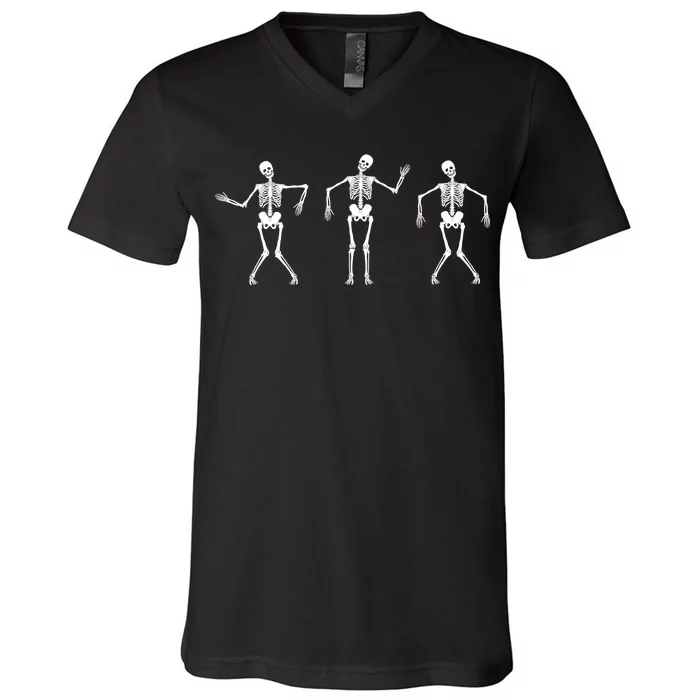 Dancing Skeletons Cute Halloween V-Neck T-Shirt