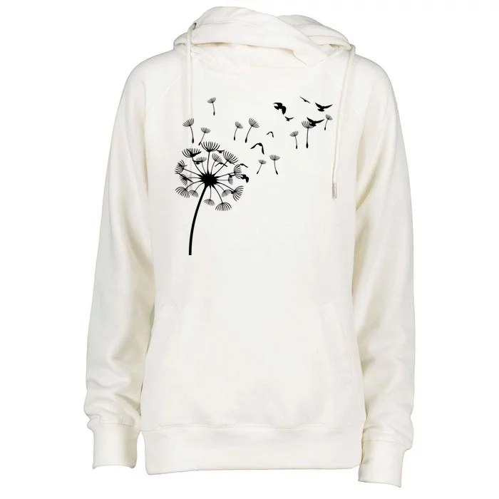 Dandelion Birds Womens Funnel Neck Pullover Hood