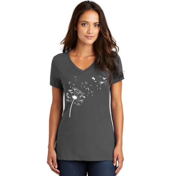 Dandelion Birds Women's V-Neck T-Shirt