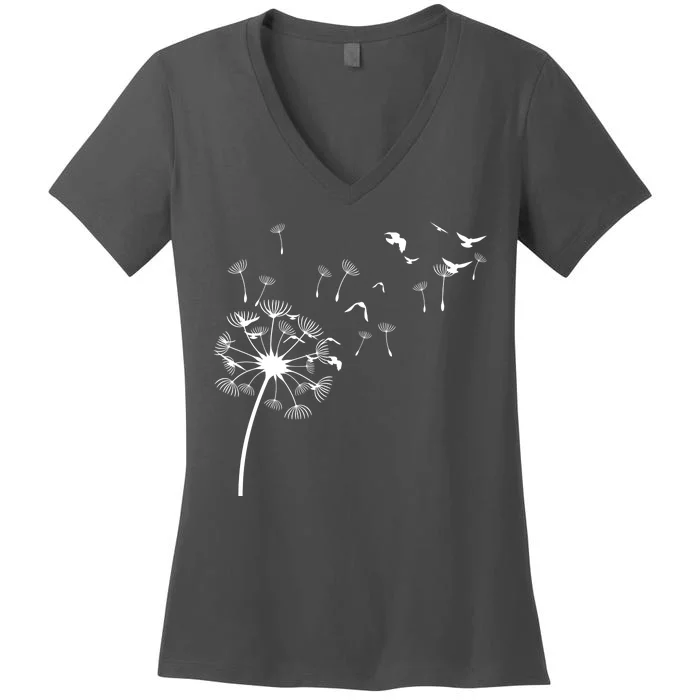 Dandelion Birds Women's V-Neck T-Shirt